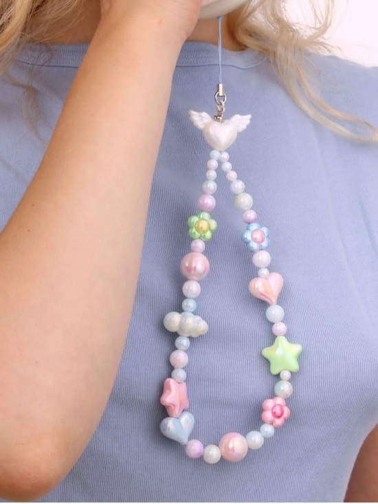 Nordstrom Accessories - VELVET LUNA Pastel Heart & Star Beaded Phone Charm Strap